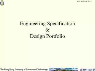 Engineering Specification &amp; Design Portfolio