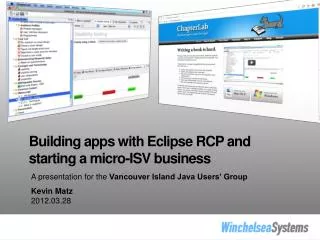 Building apps with Eclipse RCP and starting a micro-ISV business