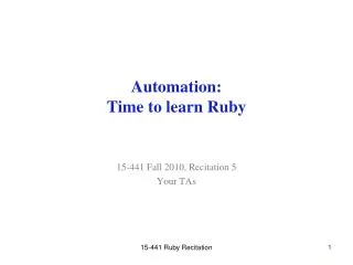 Automation: Time to learn Ruby