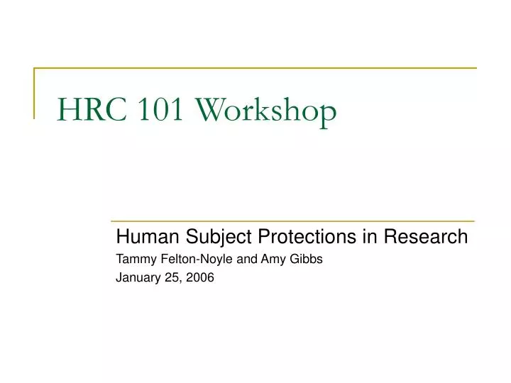hrc 101 workshop