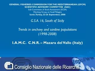 GENERAL FISHERIES COMMISSION FOR THE MEDITERRANEAN (GFCM) SCIENTIFIC ADVISORY COMMITTEE (SAC)