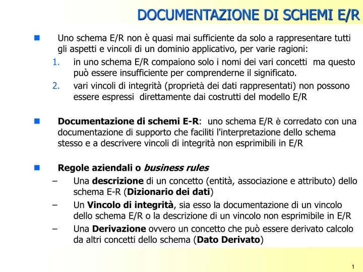 documentazione di schemi e r