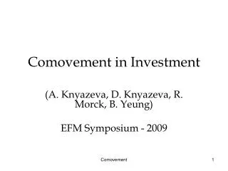 Comovement in Investment