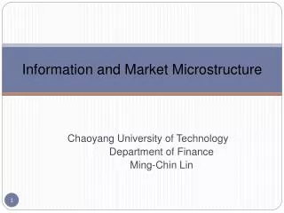 Information and Market Microstructure
