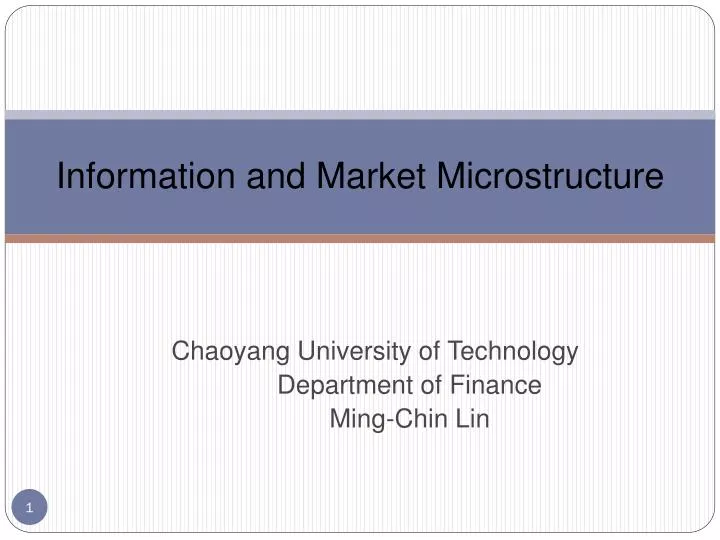 information and market microstructure