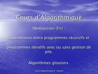cours d algorithmique
