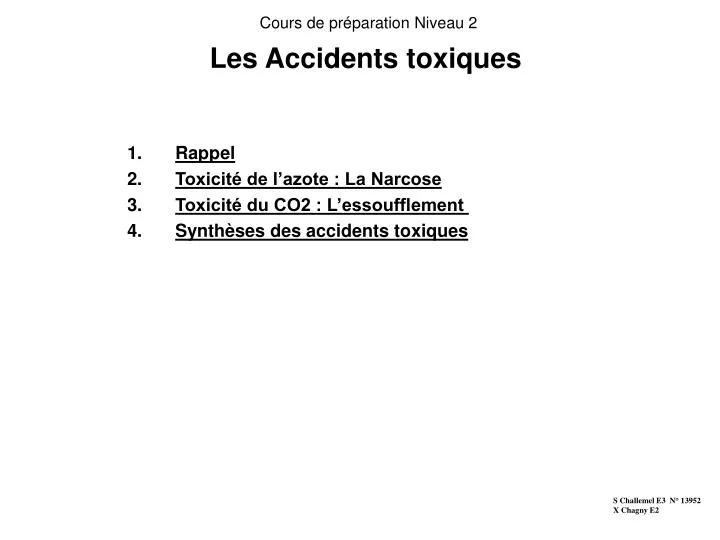 les accidents toxiques