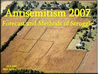 Antisemitism 2007 Forecast and Methods of Struggle