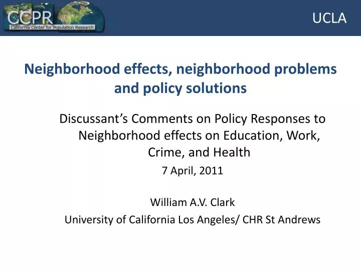 neighborhood effects neighborhood problems and policy solutions