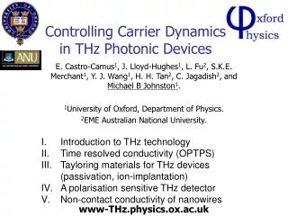 Controlling Carrier Dynamics in THz Photonic Devices