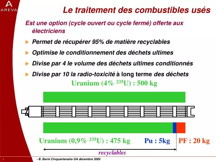 le traitement des combustibles us s