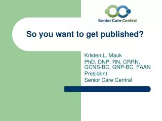 So you want to get published?