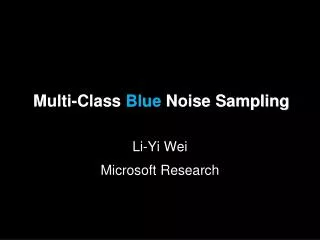 Multi-Class Blue Noise Sampling