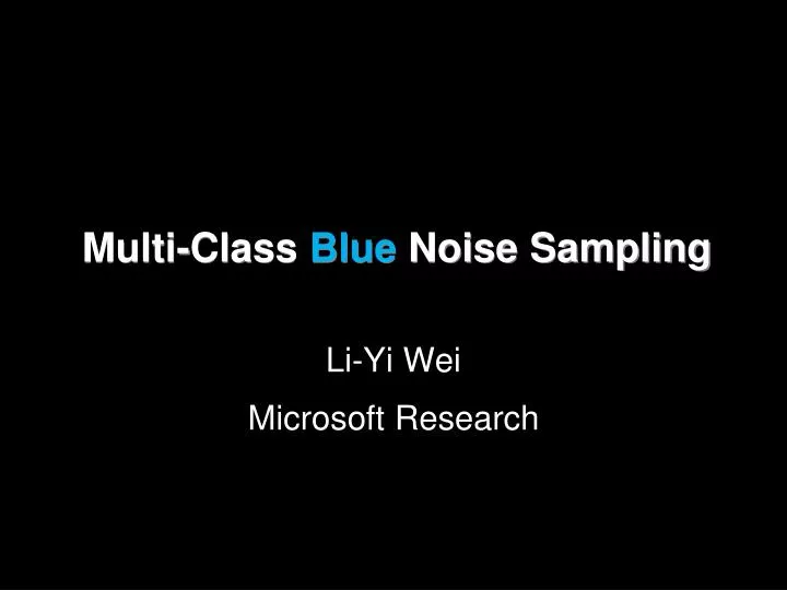 multi class blue noise sampling