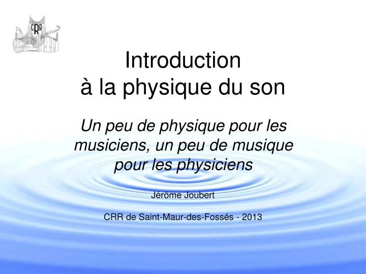 introduction la physique du son