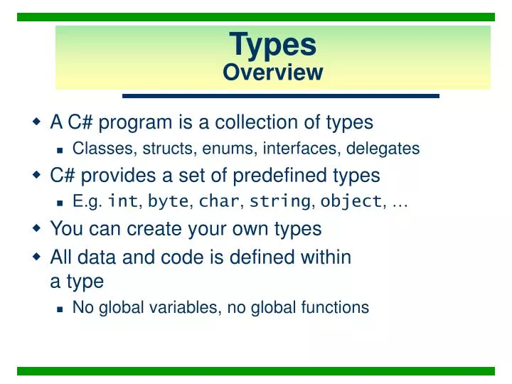 types overview