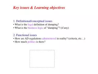 Key issues &amp; Learning objectives