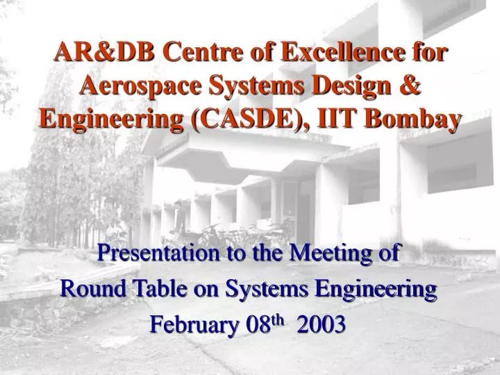 ar db centre of excellence for aerospace systems design engineering casde iit bombay