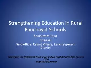Strengthening Education in Rural Panchayat Schools