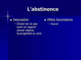 l abstinence