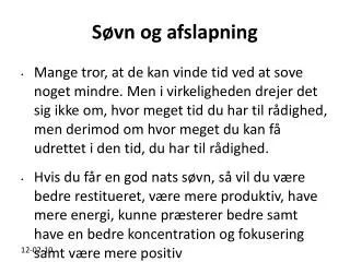 s vn og afslapning