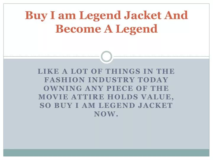 buy i am legend jacket and become a legend