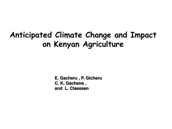 anticipated climate change and impact on kenyan agriculture