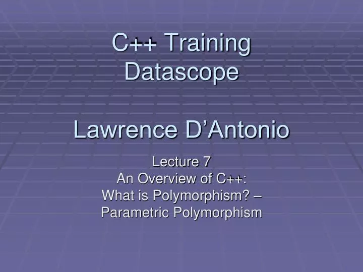 c training datascope lawrence d antonio