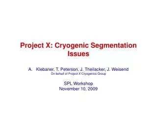 Project X: Cryogenic Segmentation Issues