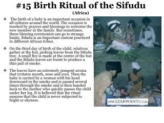 #15 Birth Ritual of the Sifudu (Africa)