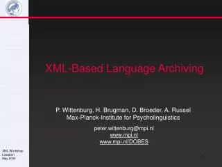XML-Based Language Archiving