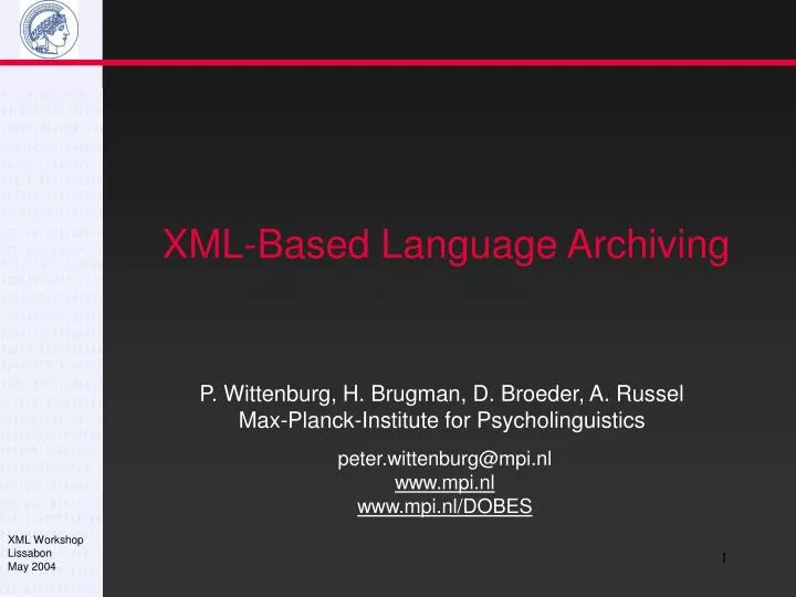 xml based language archiving