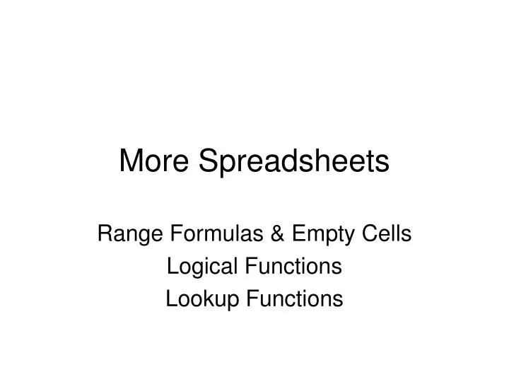 more spreadsheets