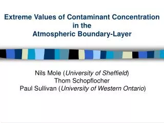 Extreme Values of Contaminant Concentration in the Atmospheric Boundary-Layer