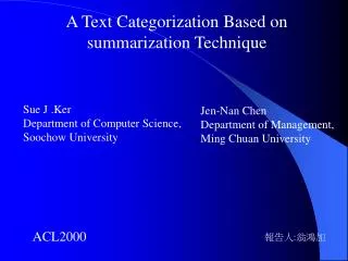 A Text Categorization Based on summarization Technique