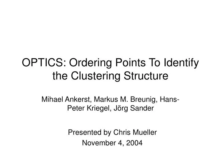 optics ordering points to identify the clustering structure