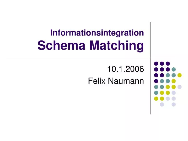 informationsintegration schema matching
