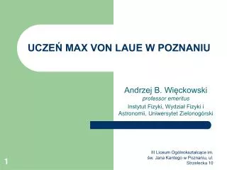 ucze max von laue w poznaniu