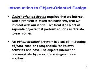 Introduction to Object-Oriented Design