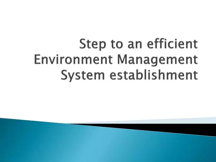 step to an efficient environment management system establishment