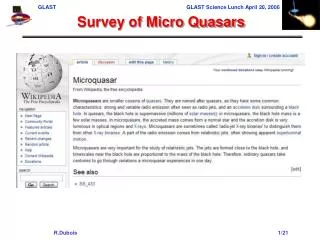 Survey of Micro Quasars