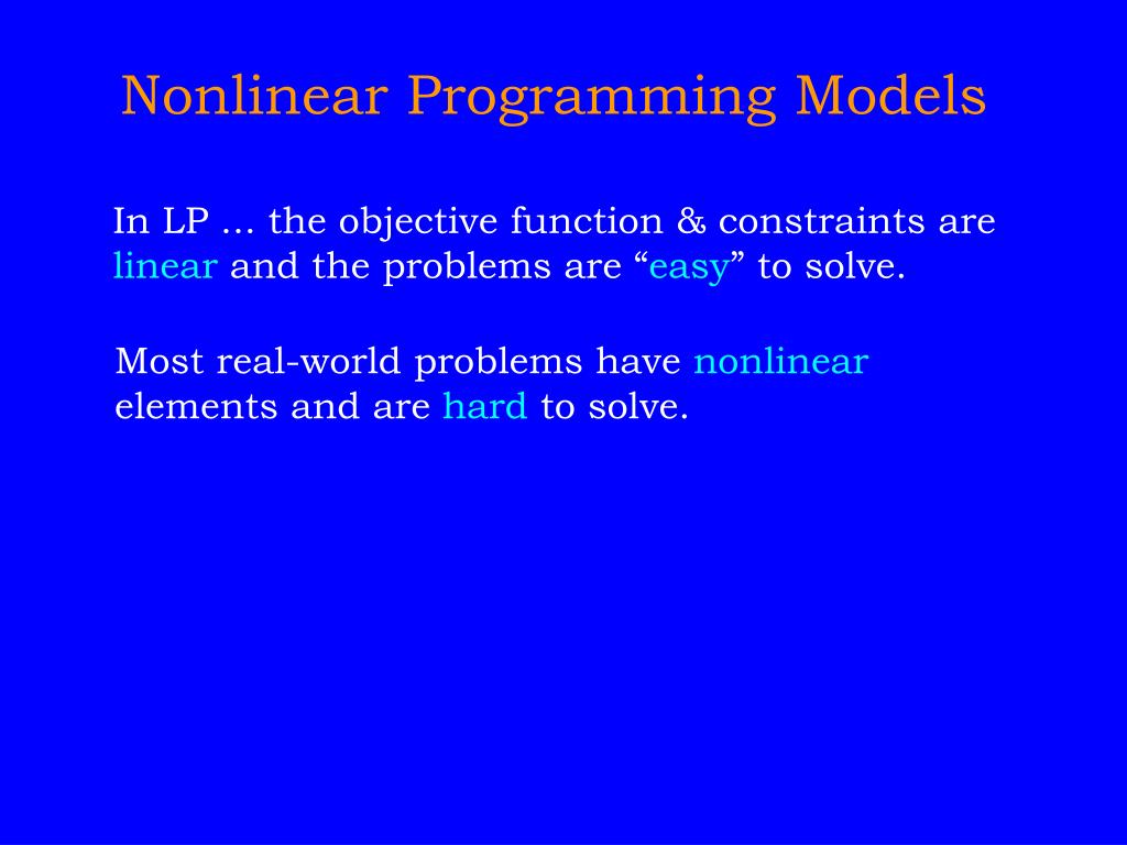 PPT - Nonlinear Programming Models PowerPoint Presentation, free ...