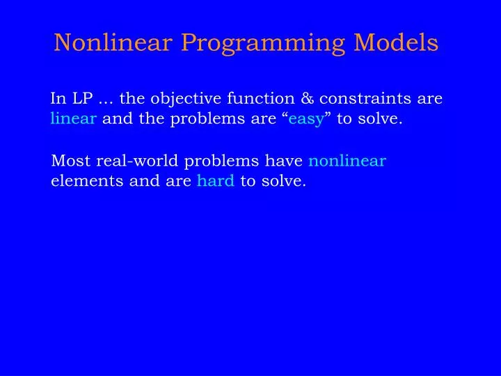 nonlinear programming models