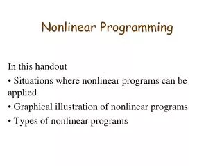 Nonlinear Programming