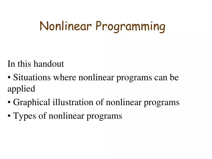 nonlinear programming