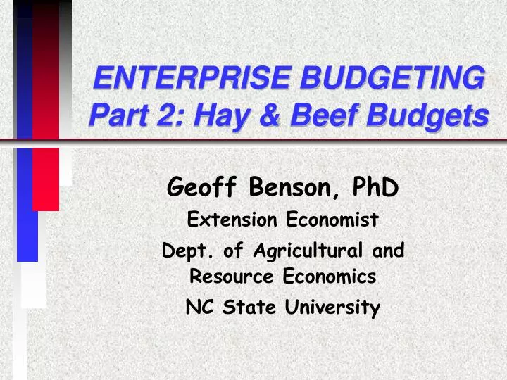 enterprise budgeting part 2 hay beef budgets
