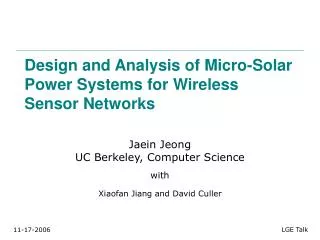 Design and Analysis of Micro-Solar Power Systems for Wireless Sensor Networks