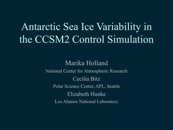 antarctic sea ice variability in the ccsm2 control simulation