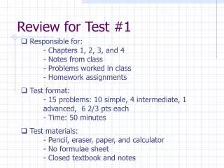 Review for Test #1