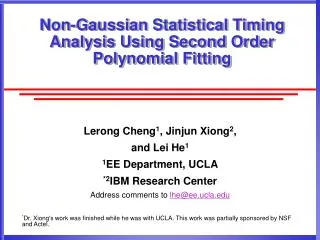 Non-Gaussian Statistical Timing Analysis Using Second Order Polynomial Fitting